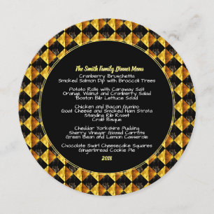 Elegant Black And Gold  Rhombus Menu