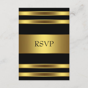 Elegant Black and Gold RSVP Card