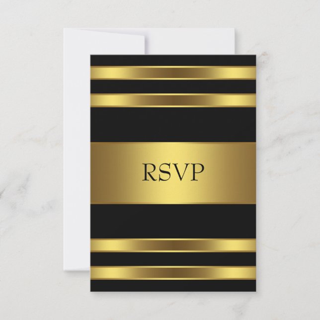 Elegant Black and Gold RSVP Card (Front)