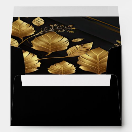 Elegant Black and Gold RSVP  Envelope