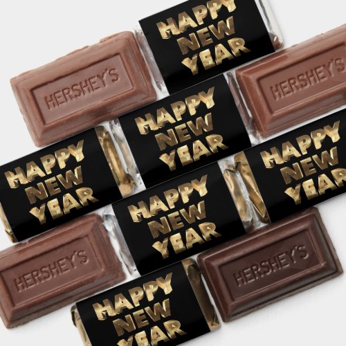 Elegant Black and Gold Script Happy New Year Hersheys Miniatures