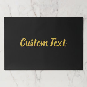 Elegant Black and Gold Script Text Paper Placemats