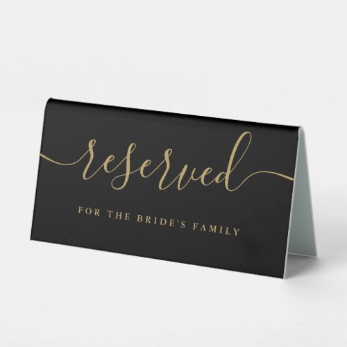 Elegant Black And Gold Script Wedding Reserved Table Tent Sign - This elegant black and gold script reserved sign is perfect for your wedding celebration. Designed by Thisisnotme©