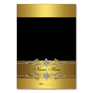 Elegant Black and Gold Seating Card