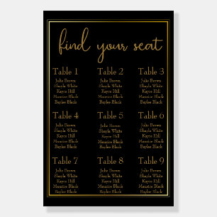 Elegant Black and Gold Seating Chart Foam Board