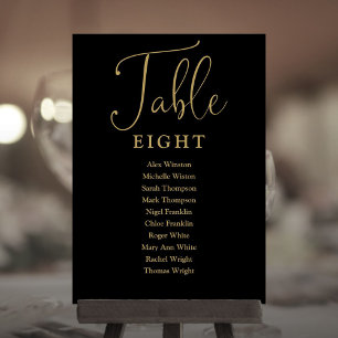 Elegant Black And Gold Seating Chart Table Number
