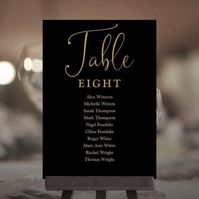 Elegant Black And Gold Seating Chart Table Number (Elegant Black And Gold Seating Chart Table Number)