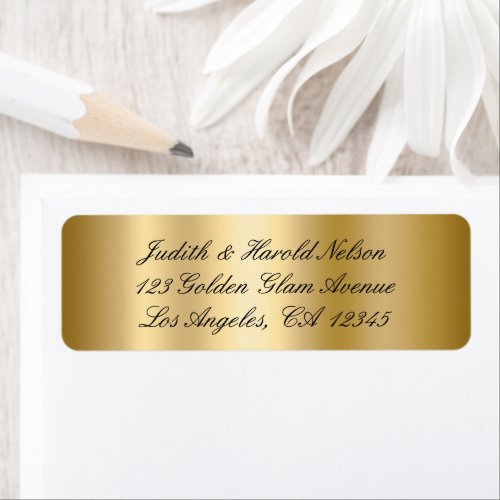 Elegant Black and Gold Shimmer Ombre Foil Label