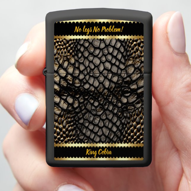 Elegant black and gold skin of a poisonous snake zippo lighter (In Hand)