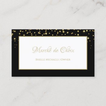 Elegant Black And Gold Sparkle Glitter Boutique Business Card by GirlyBusinessCards at Zazzle