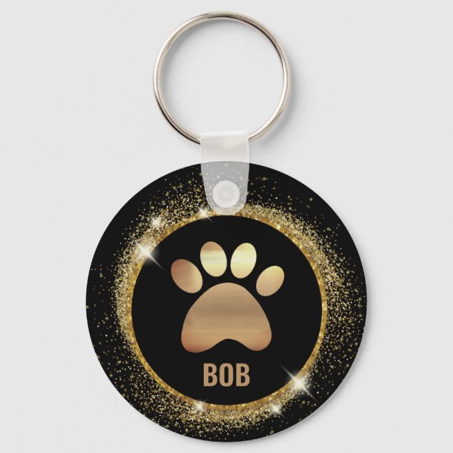 Elegant Black and Gold Sparkle keychains (Front)