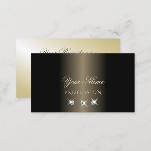 Elegant Black and Gold Sparkling Diamonds Stylish Business Card