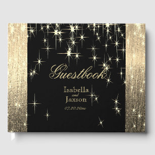 Elegant Black and Gold Starlights Guestbook