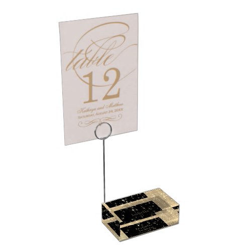 Elegant Black and Gold Starlights Place Card Holder