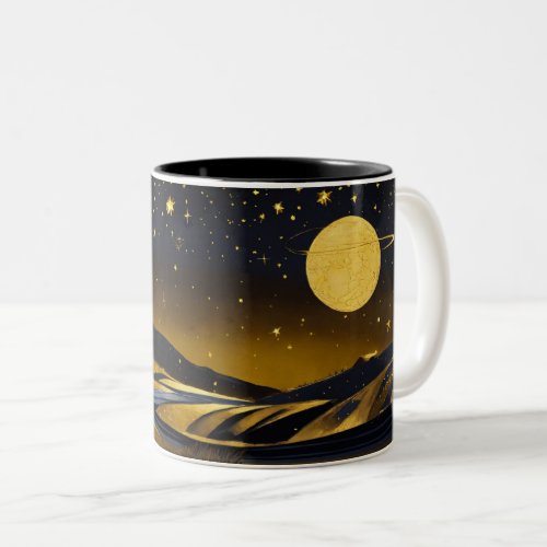 Elegant Black and Gold Starry Night Mug