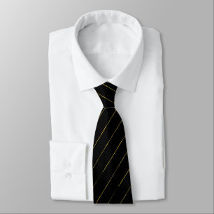 Elegant Black and Gold Striped Neck Tie
