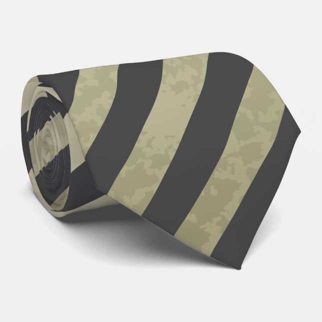 Elegant Black and Gold Striped Pattern Wedding Neck Tie (Rolled)
