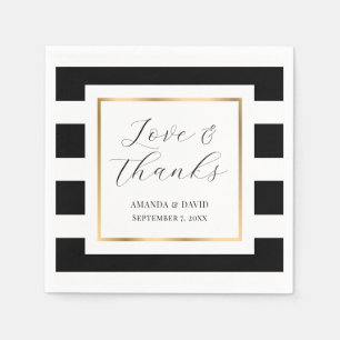 Elegant Black and Gold Striped Wedding Napkins