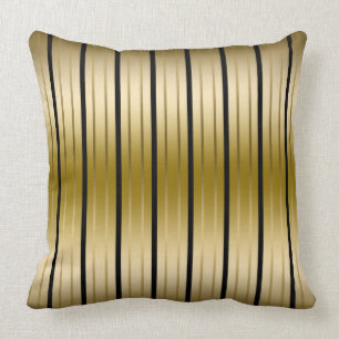 Elegant Black And Gold Stripes Throw Pillow