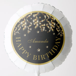Elegant Black And Gold Surprise Birthday Party Balloon