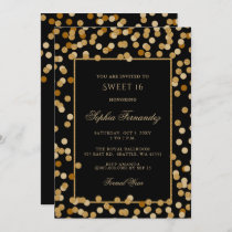 Elegant black and Gold Sweet 16 Invitation