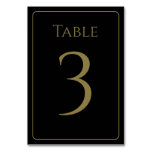 Elegant Black and Gold Table Numbers
