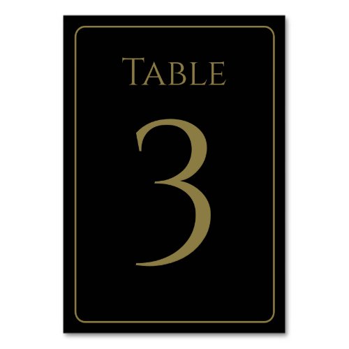Elegant Black and Gold Table Numbers