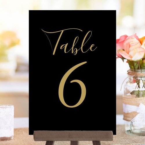 Elegant Black And Gold Table Numbers