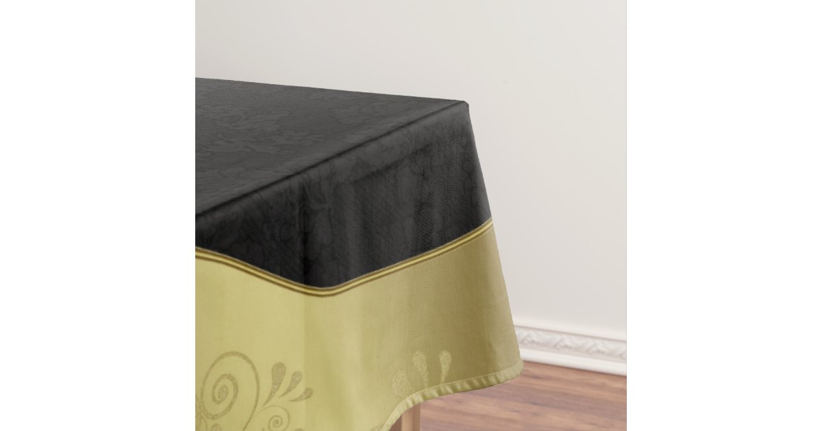 Elegant Black and Gold Tablecloth | Zazzle