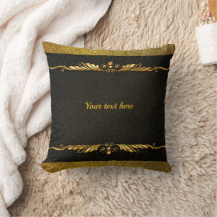 Elegant black and gold template, customize, throw pillow