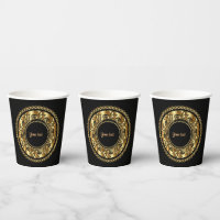 Black & Gold Elegant Paper Cups