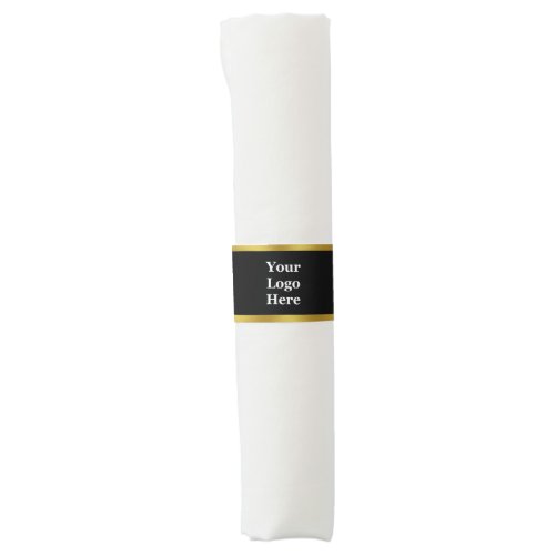 Elegant Black and Gold Template Your Logo Here Napkin Bands