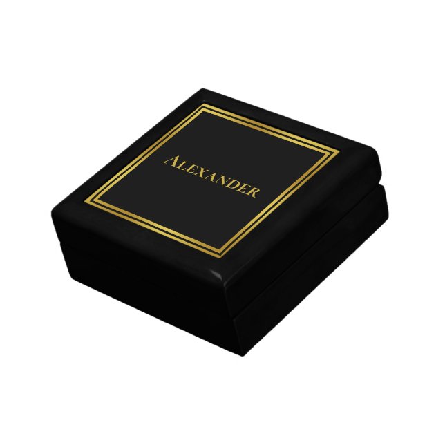 Elegant Black and Gold Text for Name Gift Box (Side)