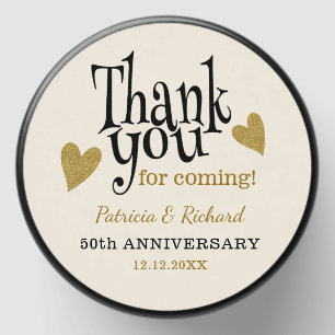Elegant Black And Gold Thank You 50th Anniversary Mini Candle Favors