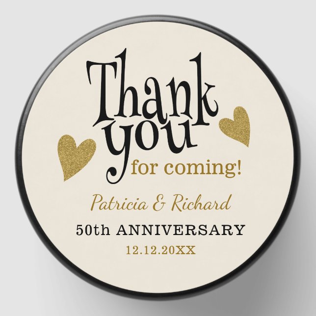 Elegant Black And Gold Thank You 50th Anniversary Mini Candle Favors (Front)