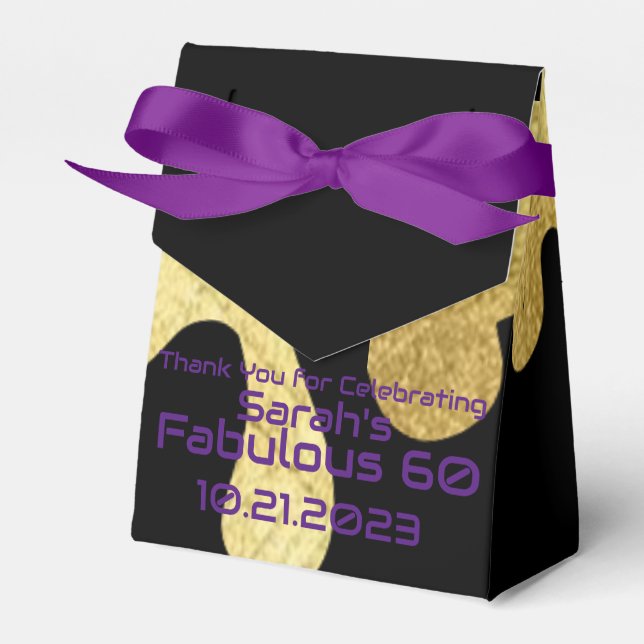 Elegant Black and Gold Thank You Birthday  Favor Boxes (Front Side)