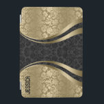 Elegant Black And Gold Tones Floral Damasks iPad Mini Cover<br><div class="desc">Elegant black and gold vintage floral girly damasks pattern. Custom monogram. If you need any help customizing any of my designs,  contact ArtOnWear designer. Free text formatting with live help available by request.</div>