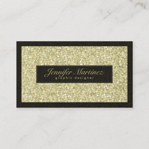 Customizable Elegant Black And Gold Tones Glitter &amp; Sparkles Business Card
