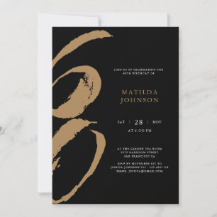 Elegant Black and Gold Typography 60th Birthday Invitation