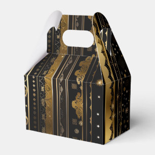 Elegant Black And Gold Vertical Striped Gable Favor Boxes
