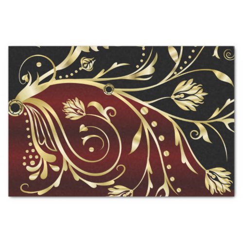 Elegant black and gold vintage damask tissue paper