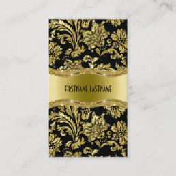 Elegant Black And Gold Vintage Damasks Business Card