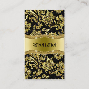 Elegant Black And Gold Vintage Damasks Business Card