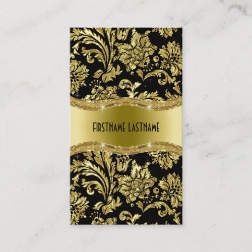 Elegant Black And Gold Vintage Damasks Business Card