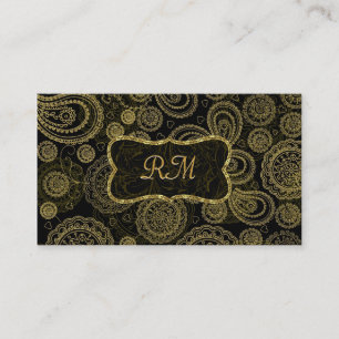 Elegant Black And Gold Vintage Gold Frame Business Card
