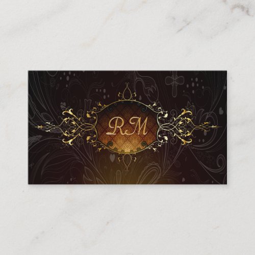 Elegant Black And Gold Vintage Gold Lace Frame 2 Business Card