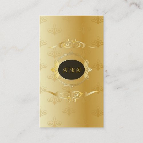 Elegant Black And Gold Vintage Gold Lace Frame Business Card