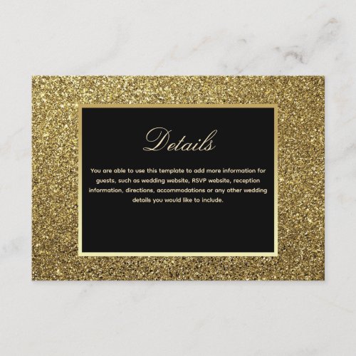 Elegant Black and Gold Wedding Details Enclosure Card