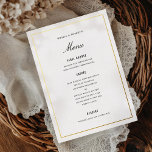 Elegant Black and Gold Wedding Dinner Menu Card<br><div class="desc">Real gold foil for border,  cut and paste any text to the "Foil" layer to print in foil. choose from gold,  silver or rose gold foil. Front and back background colors are customizable in flat ink.</div>