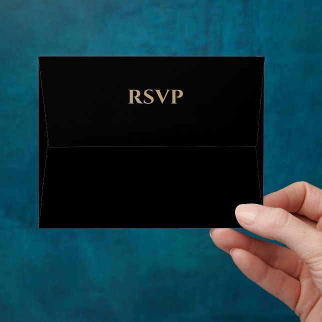 Elegant Black and Gold Wedding  Envelope (Hand)